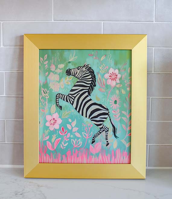 framed art of zebra