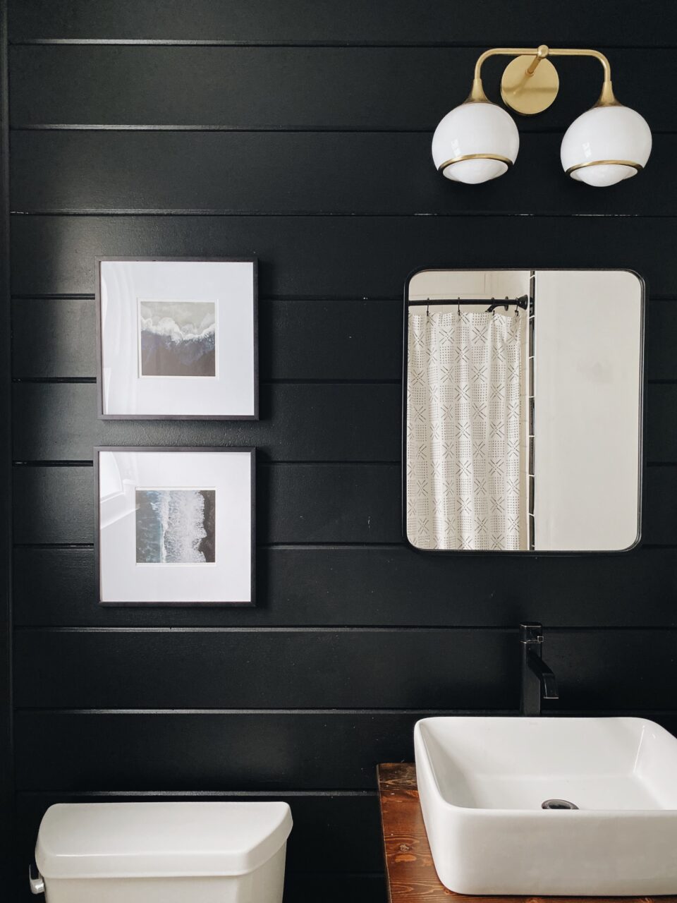 add some luxe to your moody bathroom