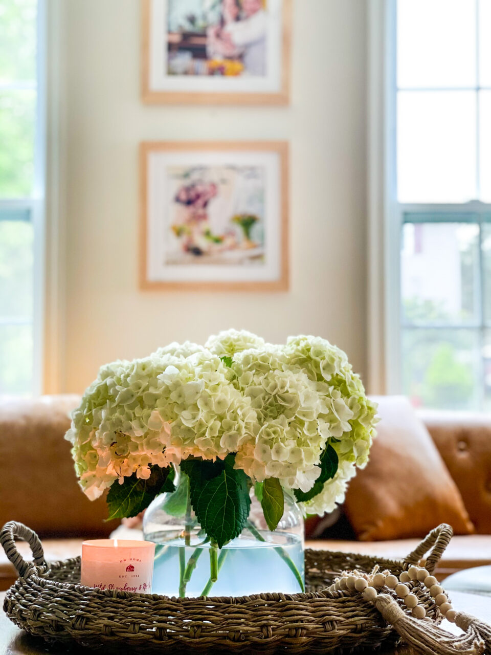 picture frames between two windows