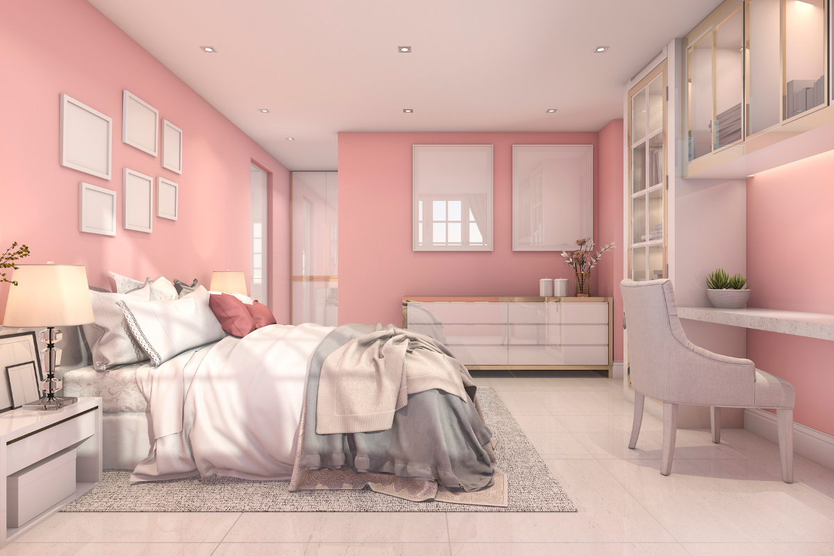 Pastel pink bedroom decor