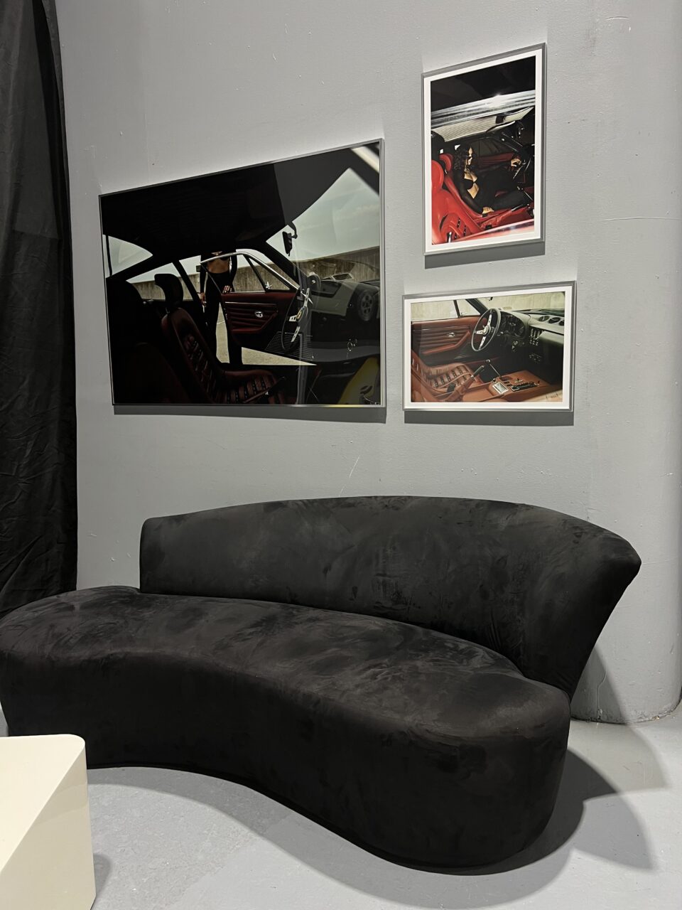 man cave home decor with vintage car posters