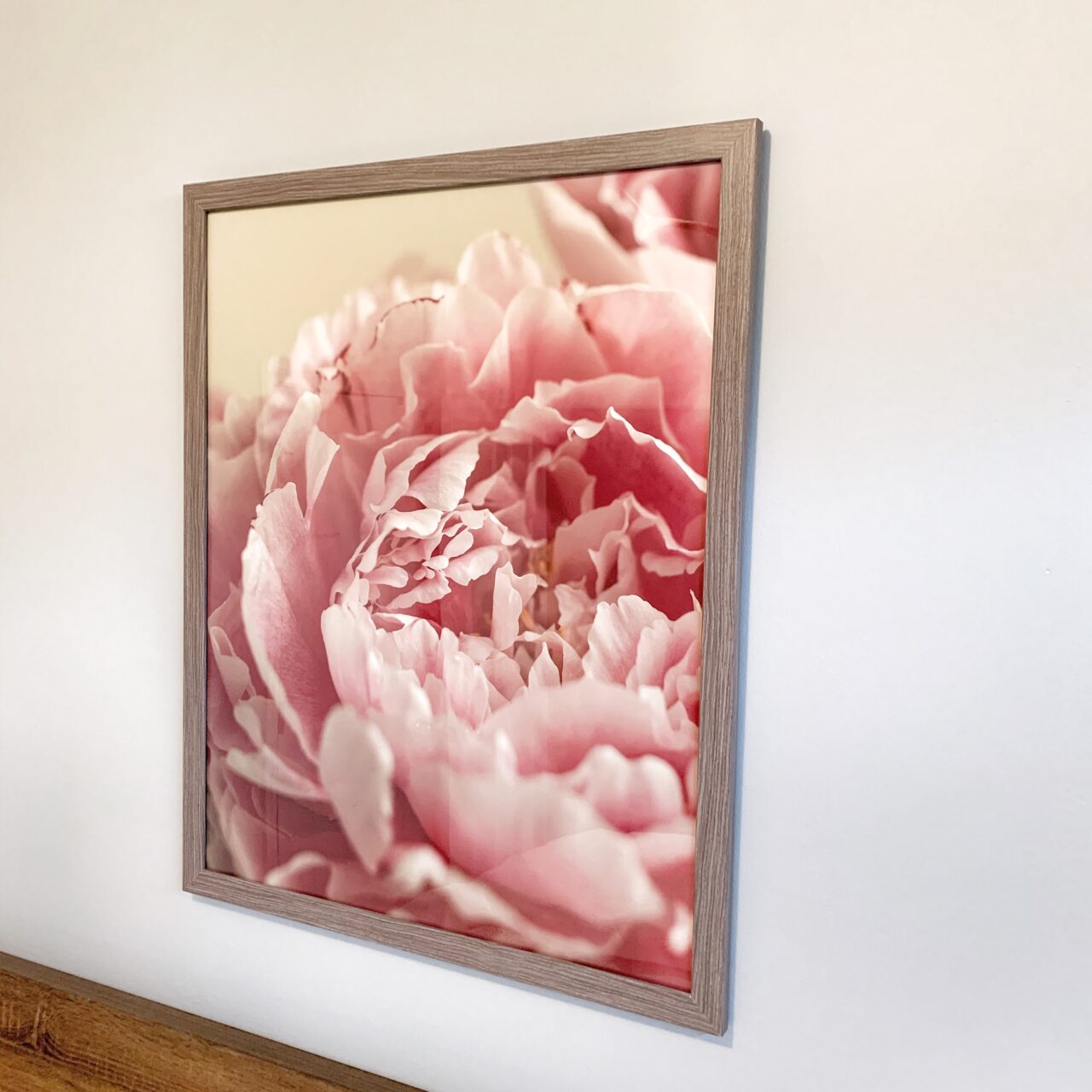 large floral art in wood picture frame