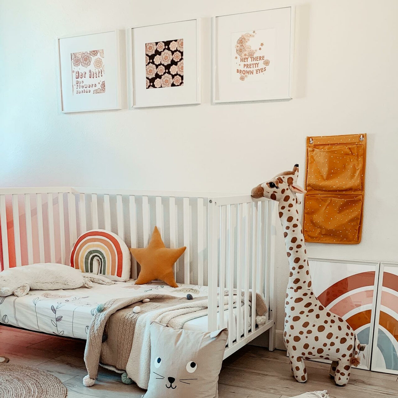 kids room with white picture frames