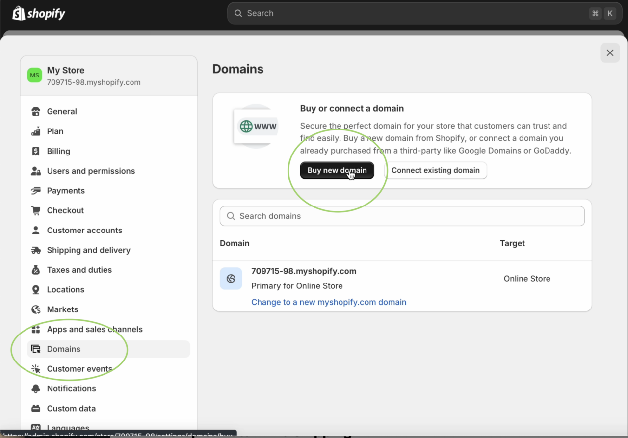 Shopify Setup: Create a Unique Domain