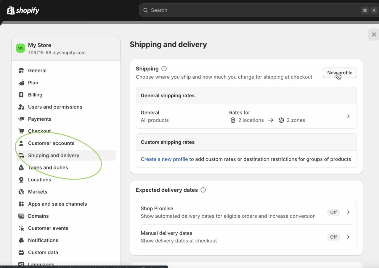 Shopify Setup: Determine Shipping