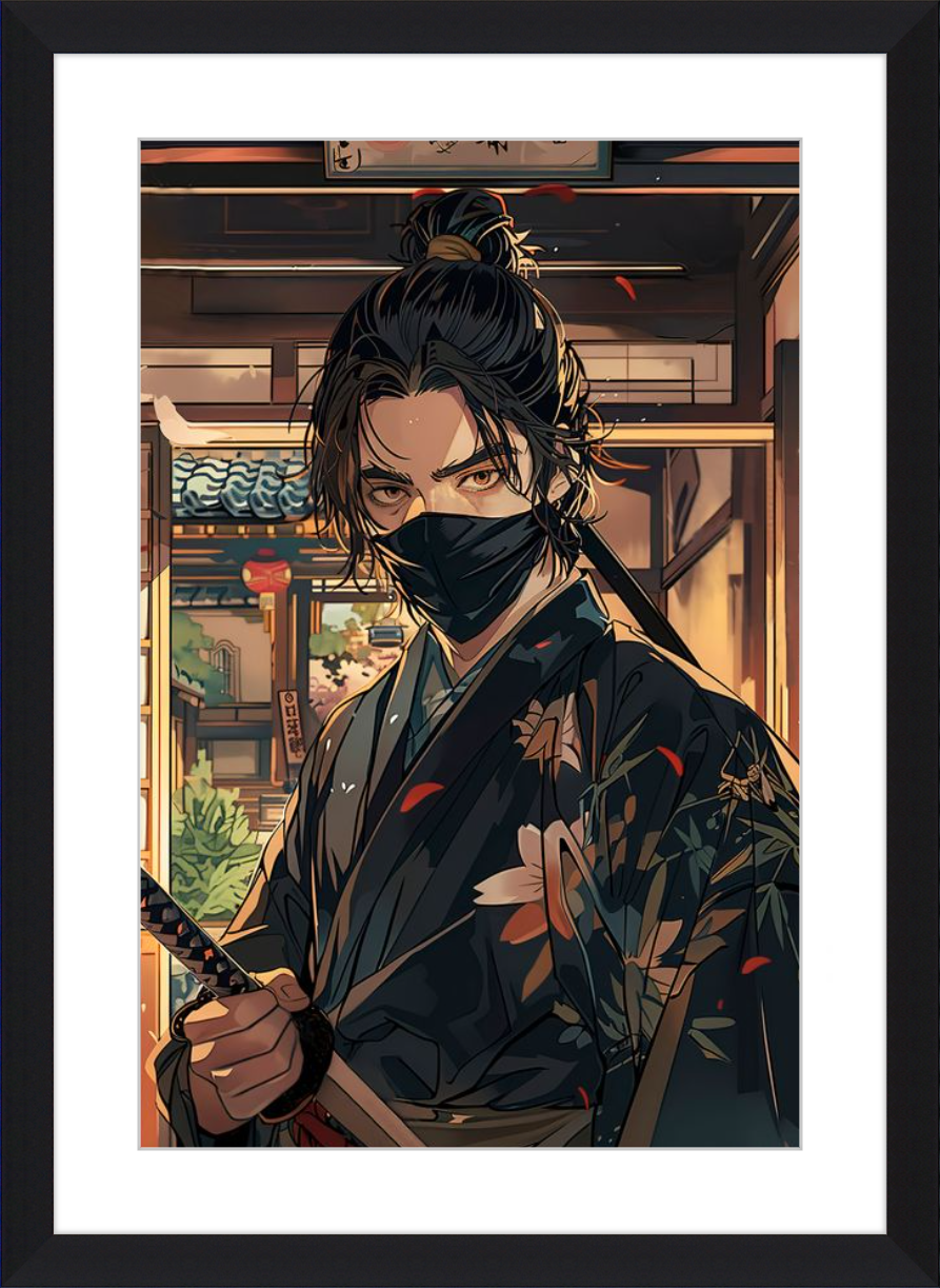 anime art print in black frame