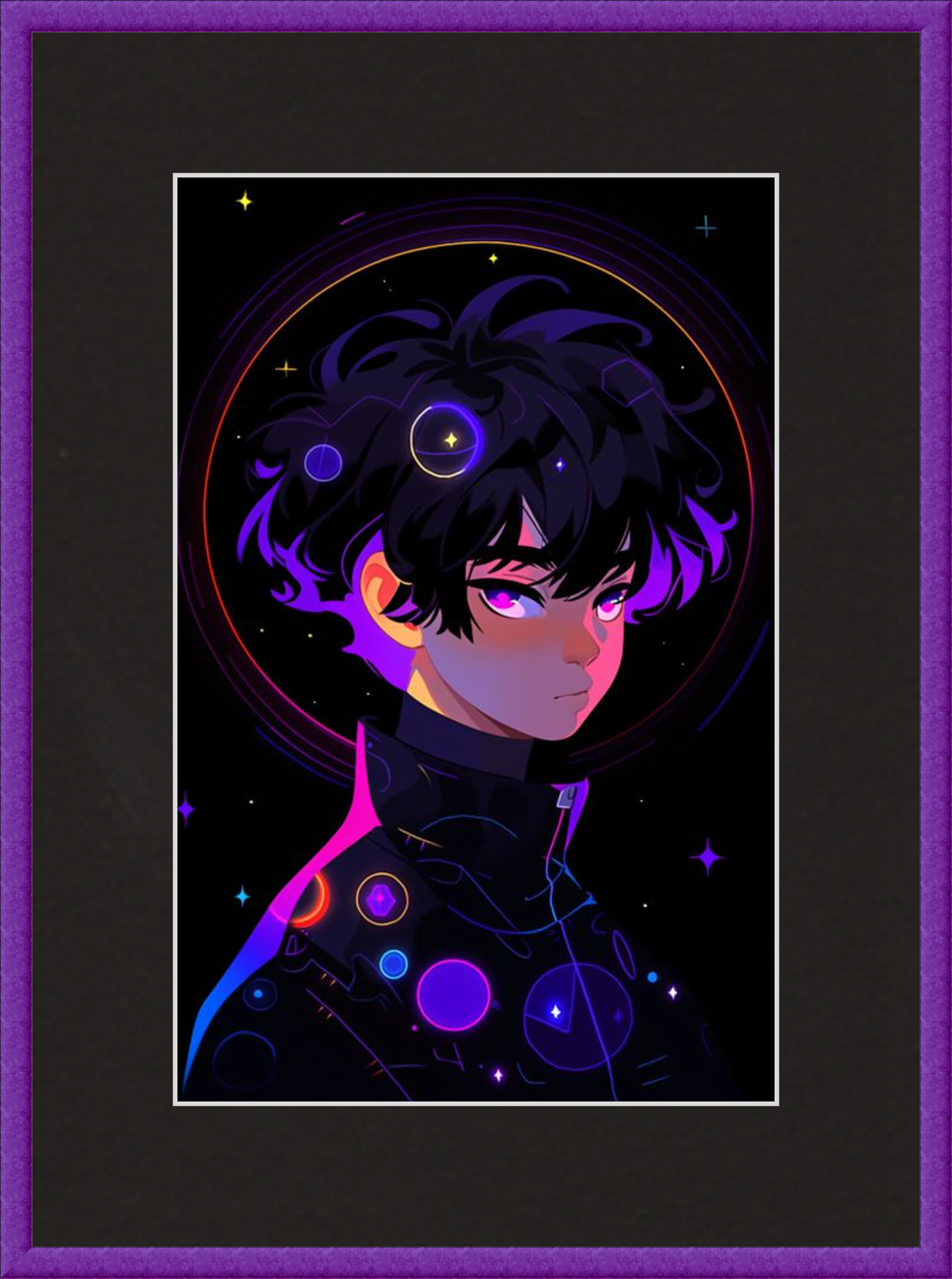 anime art in purple frame