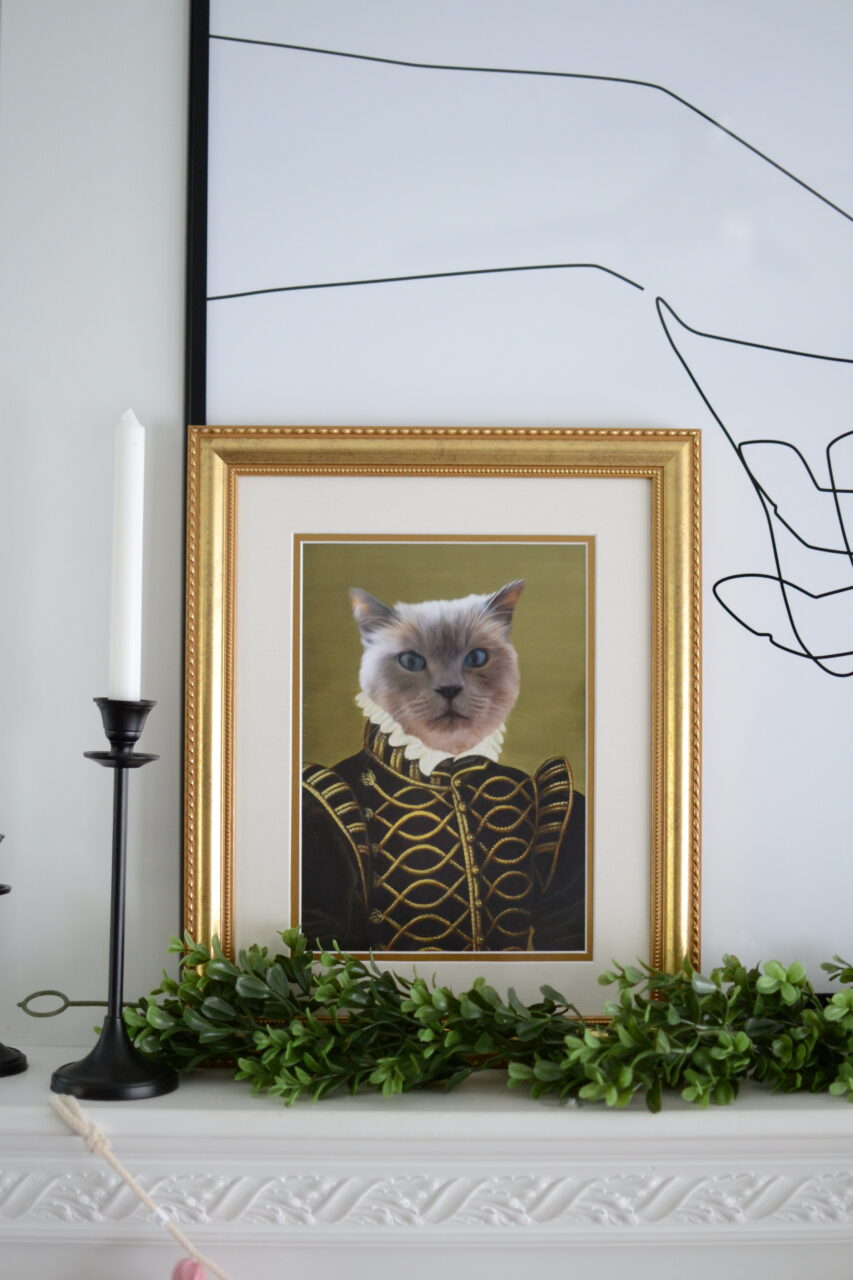 pet art in gold frame