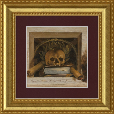 dark academia art in ornate gold frame