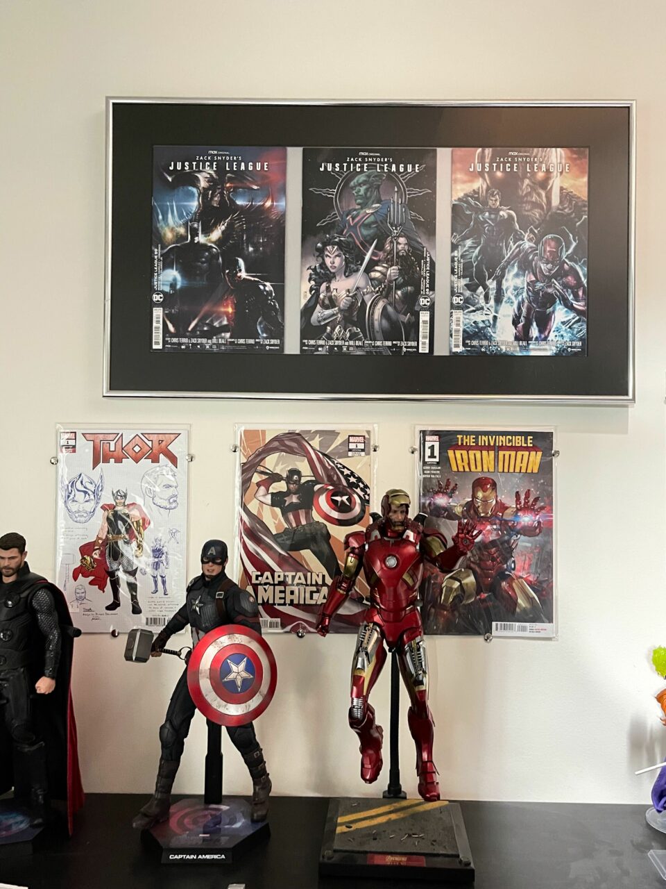 gallery wall of comic books